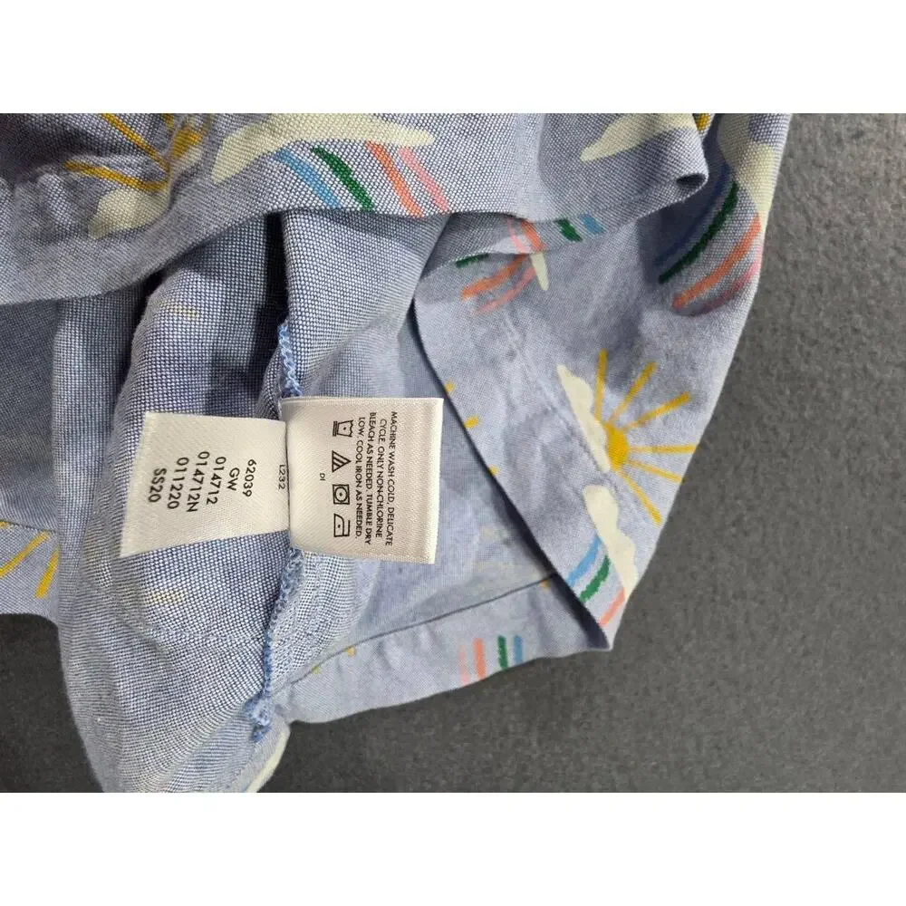 Hanna Andersson Oxford Blue Pillowcase Dress with Sun/Rainbow Print 6-7 A008067